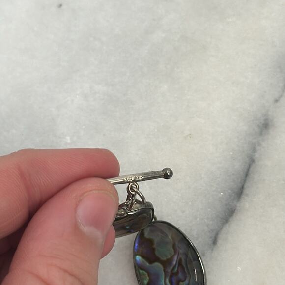 Sterling silver faux abalone link bracelet - Picture 3 of 6